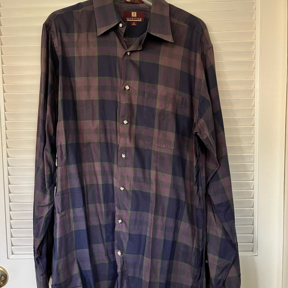 Vintage Nordstrom plaid button up mens shirt